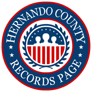 A round red, white, and blue logo with the words Hernando County Records Page for the state of Florida.